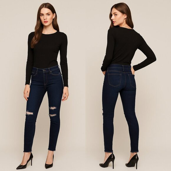 HUDSON✨ Krista Low-Rise Distressed Super Skinny Ankle Jeans Sz 29 👖💙 - Picture 1 of 16